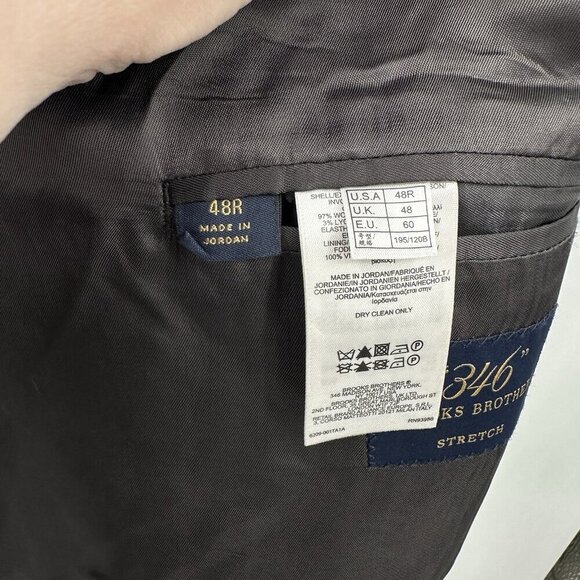 BROOKS BROTHERS 346 jacket blazer sport coat stretch wool blend charcoal 44L - Picture 8 of 9